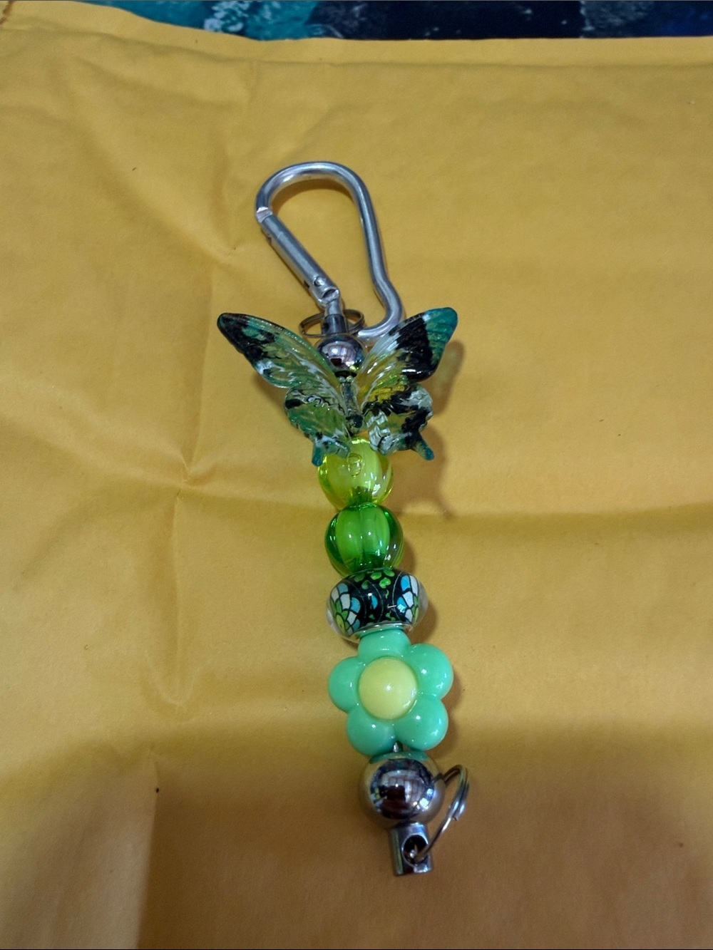 Green Avocado and Pink Cow Beaded Keychains - Cute Clip-On Accessories - Picture 2 of 4